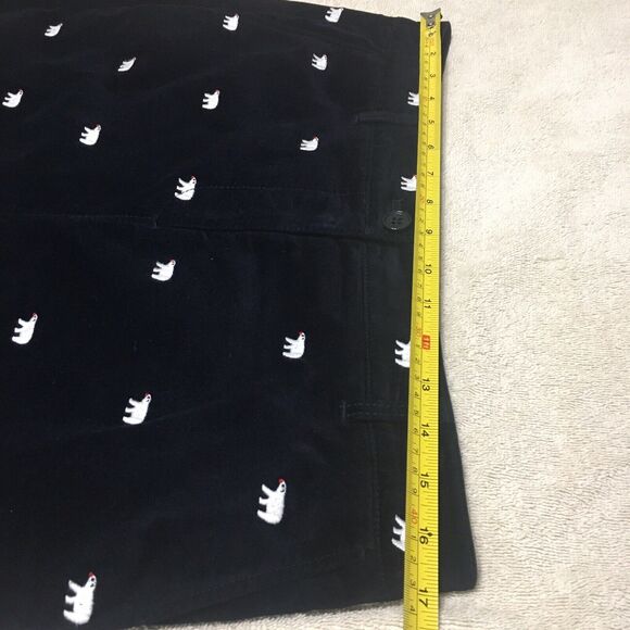 Talbots Women Skirt 10 Navy Blue Velvet Polar Bear Embroidered Knee Whimsical - Picture 9 of 14
